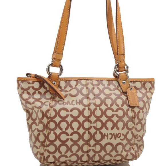 Rare Coach Leah Op Art Coated Canvas Handbag Purse - Picture 1 of 11